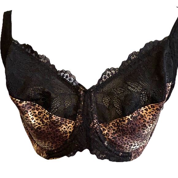 Lilyette Minimizer Bra 38D Animal Print Black Lace Sexy Back Smoothing Unlined - Picture 1 of 11